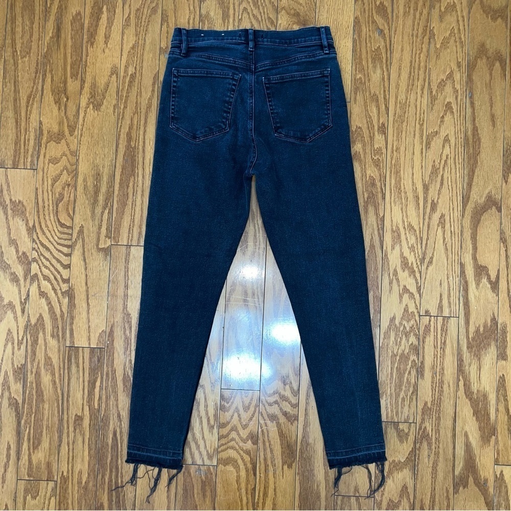 LOFT Black Full Button Fly Cropped Release Hems The Skinny Jeans Size 27/4 - Picture 4 of 10